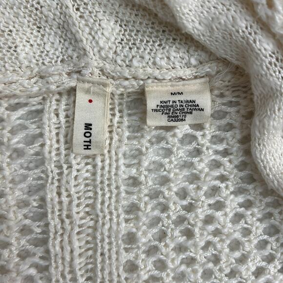 Anthropologie Moth knit cream cotton blend open front cardigan M - Picture 3 of 8